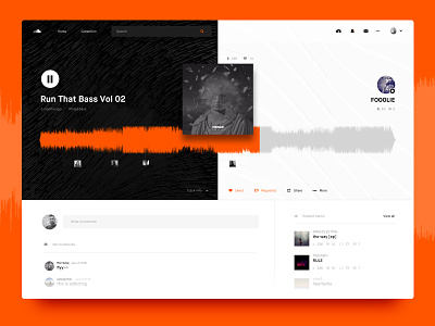 Soundcloud Song Layout / UI Challenge — Week 07 app black clean dashboard music play player soundcloud ui ux web white