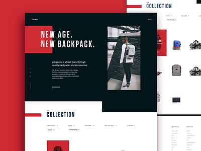 pinqponq Web Art Direction bags interface layout photo pinqponq red typography ui ux website white
