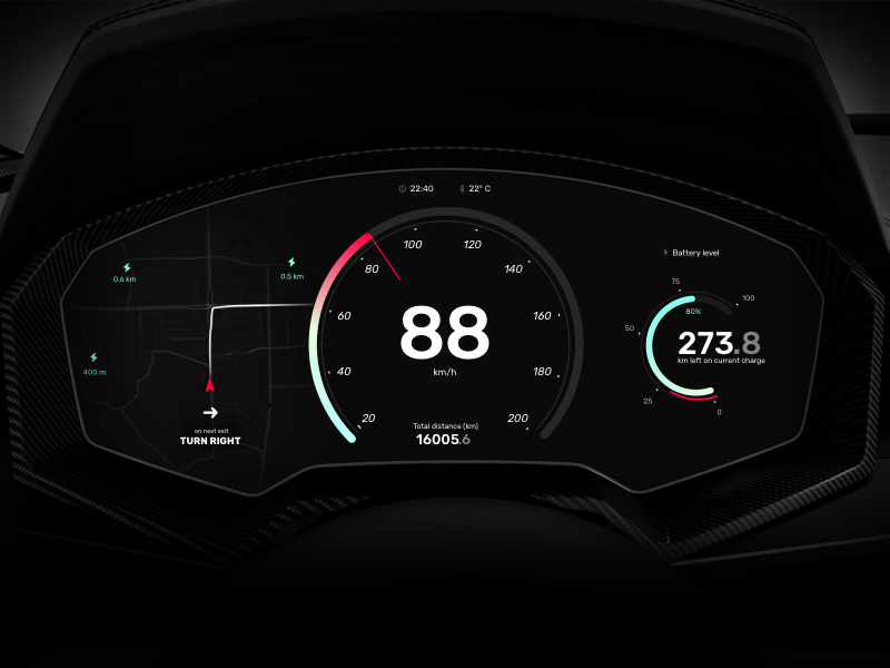 Electric Car Dashboard—UI Weekly Challenges S02 [4/10] by Mario Šimić