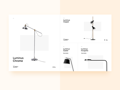 Luminus concept dark flat interface lamps light showcase simple ui ux white