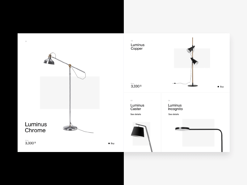 Luminus Animation Showcase animation concept flat interface lamps light principle showcase simple ui ux white