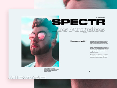 Spectr—Layout Experiment color flat font glasses interface layout man pilat typo ui ux wide