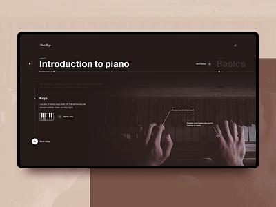 Piano Lessons Concept brown concept dark flat interface layout piano typography ui ux whitespace