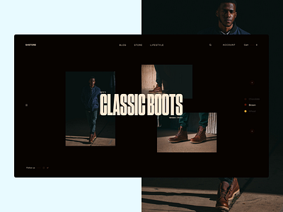 Shoe Store Lifestyle Page concept dark design interface layout typography ui ux