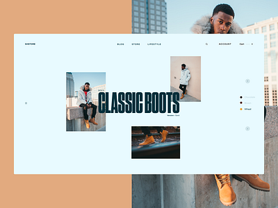 Winter Boots Lifestyle Page—White version app concept design ecommerce flat layout typography ui ux white