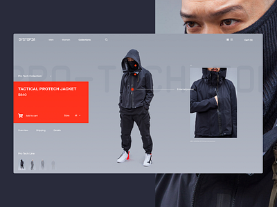 Dystopian Clothing E-Store concept design dystopian e commerce interface layout tech typography ui ux