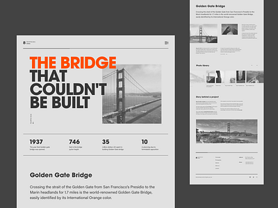 Golden Gate Bridge Editorial concept flat interface layout light newspaper typography ui ux web design