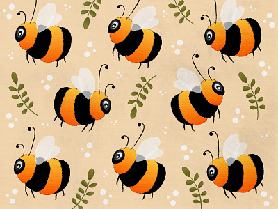 Bee positive adobe art artwork bee beehive bees design drawing flowers illustration illustrator inspiration paper pattern patterndesign tablet texture
