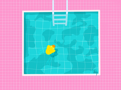 Pool party art digital digitalart drawing duck graphic design illustration ipad pink pool pool party proceate procreate art summer summer time water