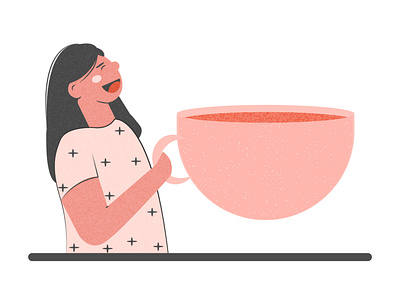 Big coffee mug adobe illustrator coffee coffee cup flat graphic design happy illustration vector