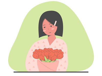 Girl with flowers adobe illustrator character character design design flat girl girl illustration graphic design illustration vector