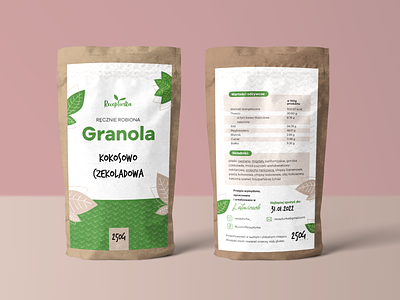Eco-friendly granola packaging for Recepturka brand design brand identity branding design granola handmade illustration package packaging packaging design packaging mockup pink sticker