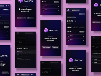 Aurona synthetic assets wallet extension UI/UX design