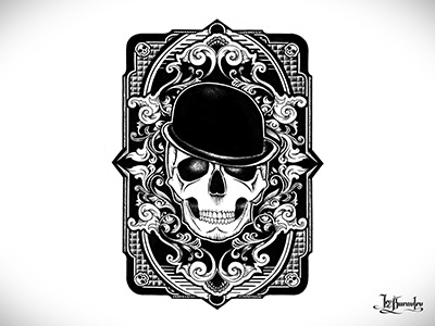 Skull With Hat black white design draw graphic hat illustration ink paper pen sketch skull