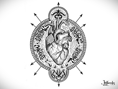 Heart anatomy black design graphic heart illustration ink paper pen white