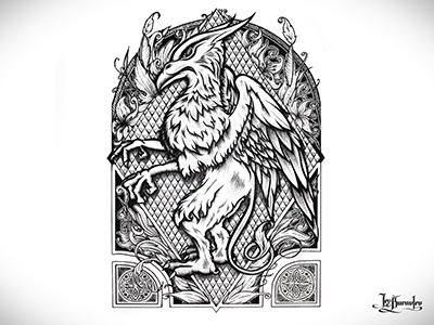 Gryphon black draw graphic gryphon illustration ink paper pen sketch white