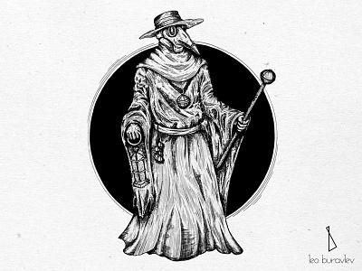 Plague Doctor black blackwork doctor engraving illustration linework plague tattoo