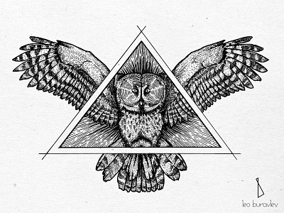 Owl black blackwork engraving illustration linework owl tattoo