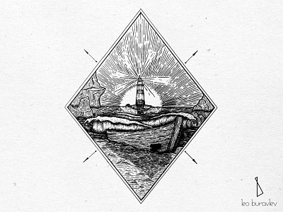 Lighthouse black blackwork boat engraving illustration lighthouse linework ocean sea tattoo