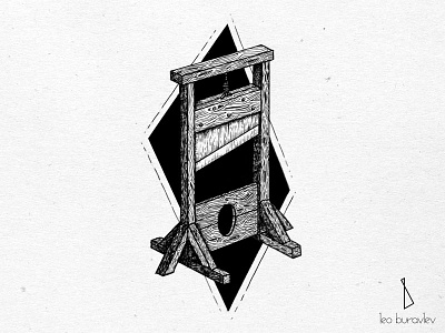 Guillotine black blackwork engraving guillotione illustration linework tattoo