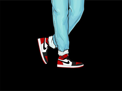 Nike Air Jordan 1 Retro High Bred Toe Red air jordan basketball design illustration michael jordan nike nike air jordan sneaker art sneakerhead sneakers