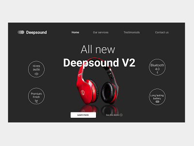 #DailyUI 003 Landing Page for a headphone product design designer headphones landingpage page professional