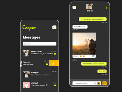 #DailyUI 013 Cooper Messaging App UI design direct messaging message interface message ui messaging app modern user interface