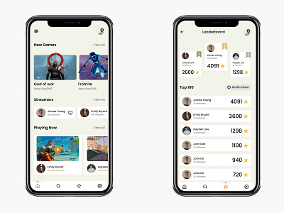 Leaderboard for Game Streaming App app daily ui game leaderboard streaming ui ux design