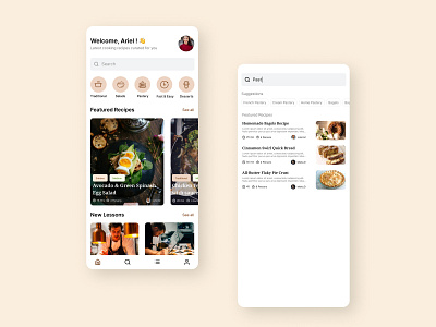 Daily UI 022: Recipe Mobile App Search food app food delivery recipe app ui design