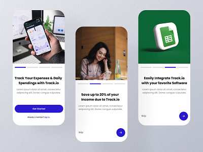 Expenses tracker mobile app ui onboarding - Track.io