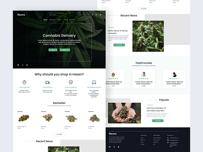 Hazen Cannabis: Landing page bestseller blog cannabis delivery design ecommerce figma figma design footer home page landing page testimonials ui uiux ux weed