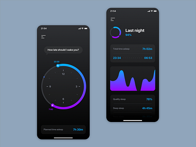 Sleep Tracker App app application concept dark ui design flat gradient graphic design health interface ios minimal minimalism mobile sleep typography ui ux vibrant visual design