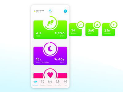 Fitbit App Redesign app application clean concept design fitbit fitness graphic design health interface ios minimal mobile redesign sketch sport tracker typography ui ux