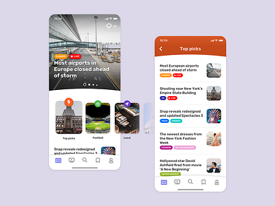 News Feed App app application clean concept curves design flat graphic design icon interface ios minimal mobile news news feed ui ux visual design