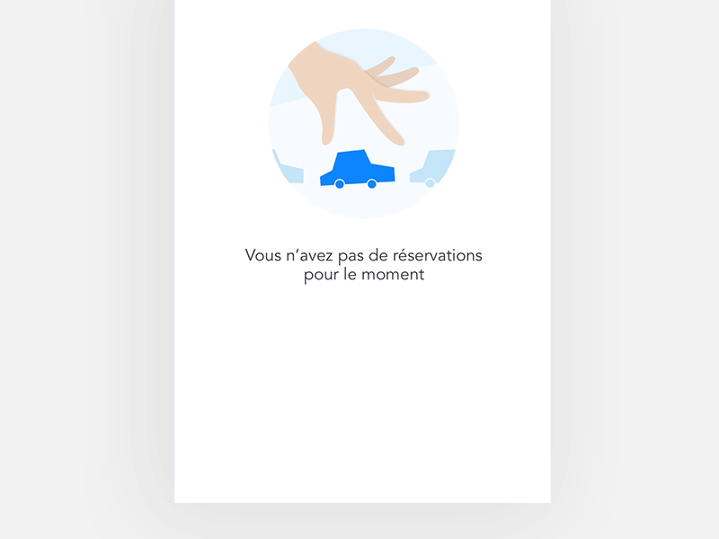 Reservations empty screen android material animation app empty state carsharing empty screen fab flat illustration mobile principle ui