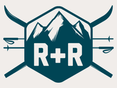 R+R Ski Trip badge geometric hexagon illo illustration logo mountain ski type vector