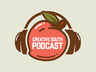 Creative South Podcast badge branding creative south headphones logo peach south vector