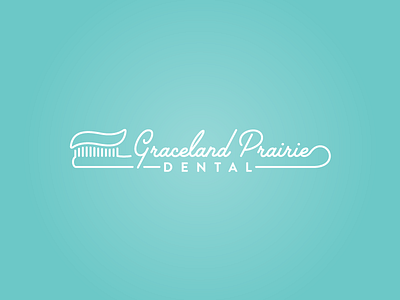 Graceland Prairie Dental branding dentist illustrator logo script