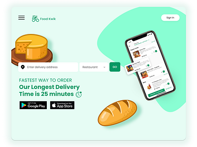 Food Kwik - Food Delivery Website app branding design food food app icon illustration logo typography ui