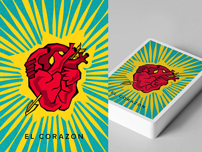 El Corazon card deck chicano illustration loteria vector