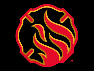 Bloomington Blaze Secondary athletics badge bevel fire hockey icon logo sport