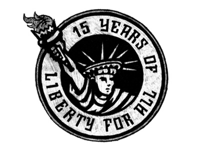NY Liberty 15th Anniversary A athletics basketball crest flame logo sports statue of liberty torch