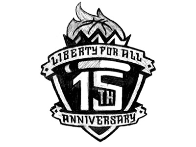 NY Liberty 15th Anniversary C athletics basketball crest flame logo ribbon shield sports torch