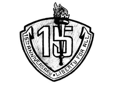 NY Liberty 15th Anniversary D athletics banner basketball crest fire liberty logo shield sports torch