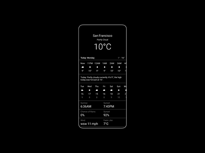 #037 Weather app dailyui design flat grid minimal ui ux web
