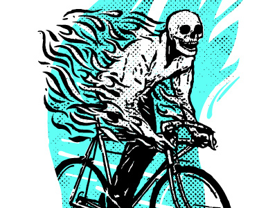 BSS Biker WIP bike biker cyclist flames illustration skull texture vintage