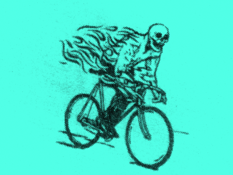 BSS Biker bicycle biker flames illustration skeleton skull speed