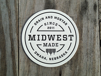 Midwest Made Letterpress Coasters badge coaster design grain and mortar letterpress midwest midwest made nebraska omaha