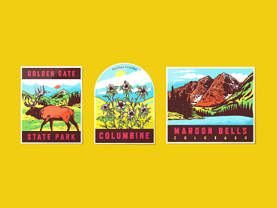 Vintage Colorado Travel Stickers colorado deer elk mountain nature outdoors plant state park sticker travel vintage vinyl