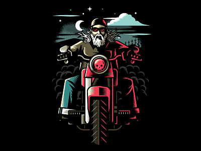 Dan The Wiser Kolsch beer beer label biker chopper illustration kolsch moon motorcycle night rider skull smoke
